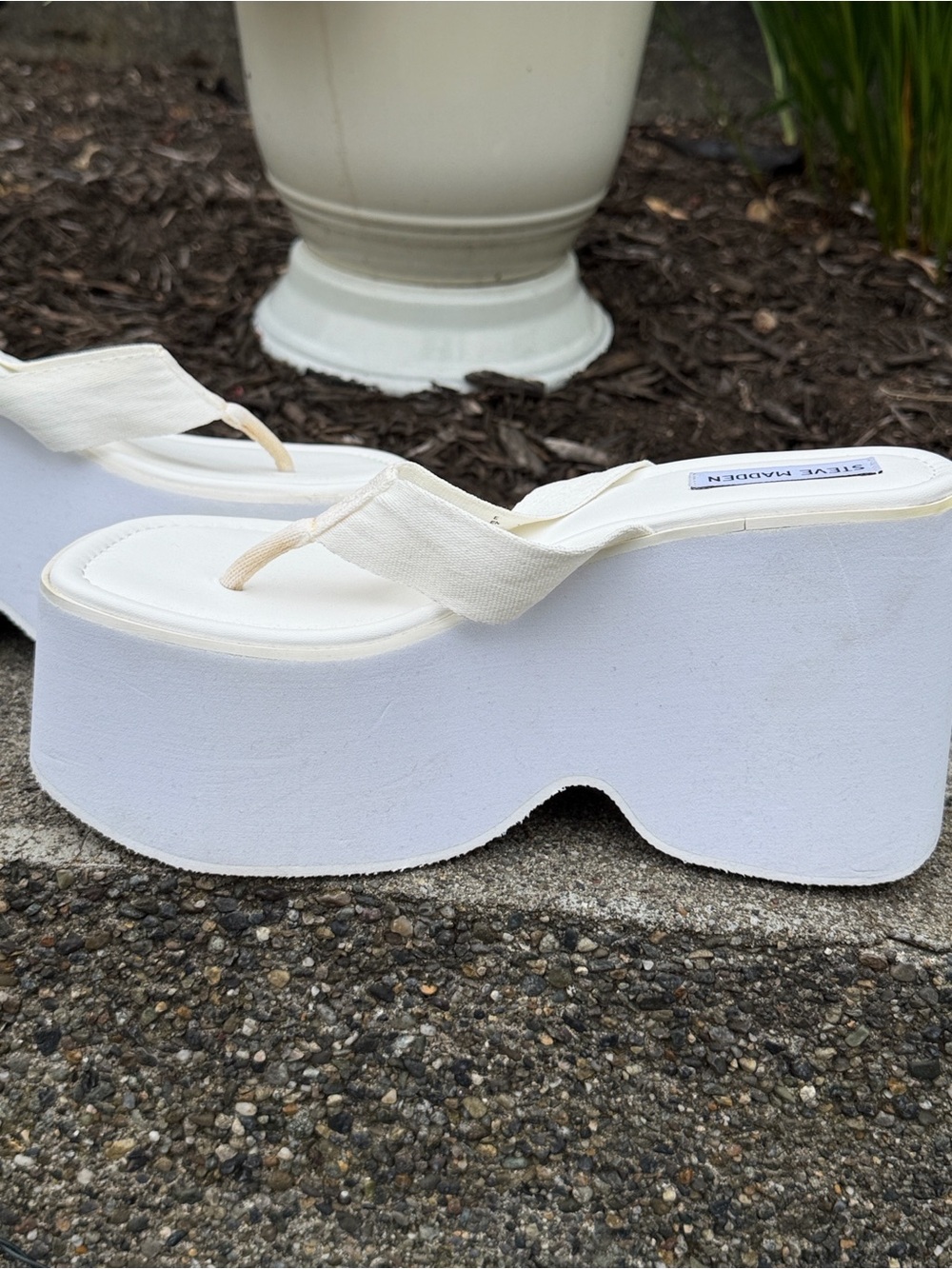 Steve Madden WHITE Platform Slide Sandals SZ 10